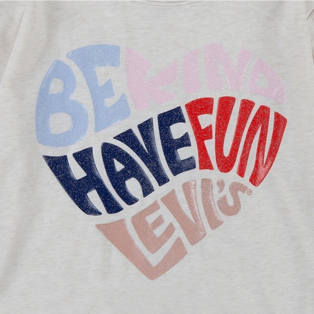 Girl's Levis "Be Kind Have Fun" Graphic Star Tee with Scrunchie, Large - Picture 4 of 4